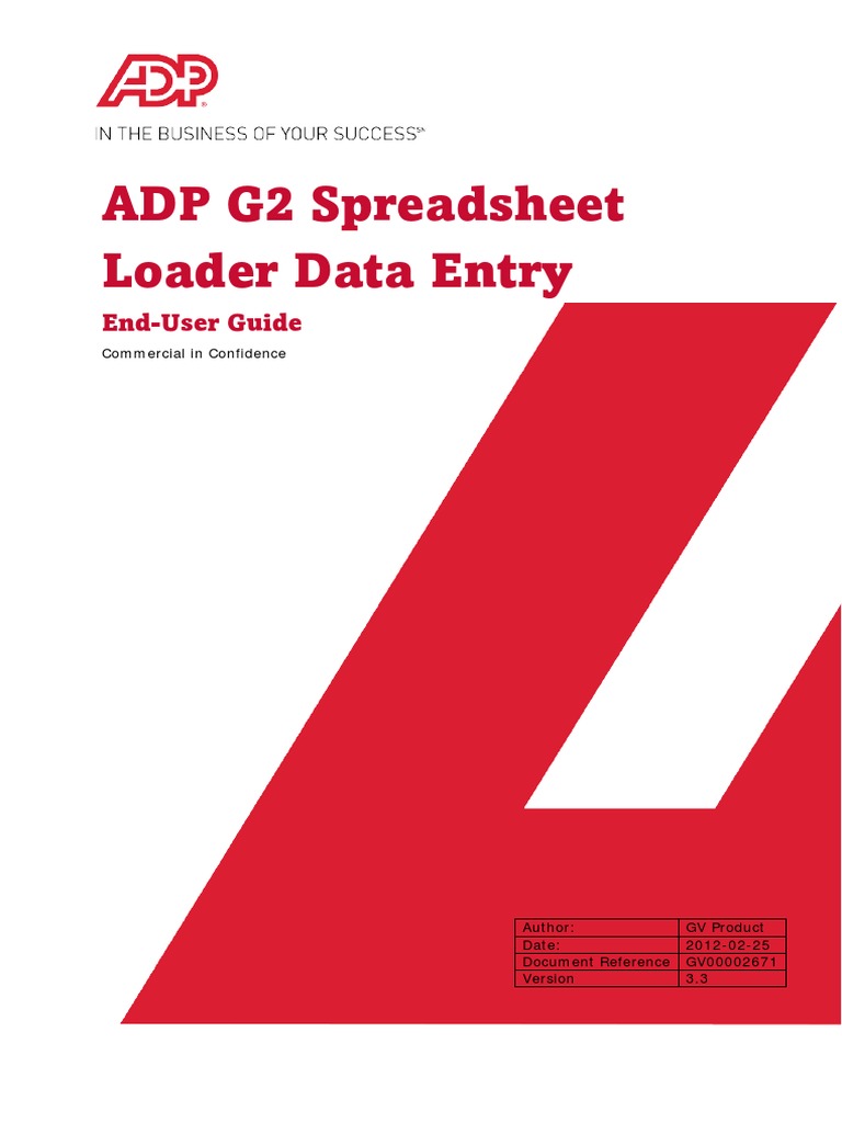 ADP G2 Spreadsheet Loader Data Entry: End-User Guide | PDF | Worksheet ...