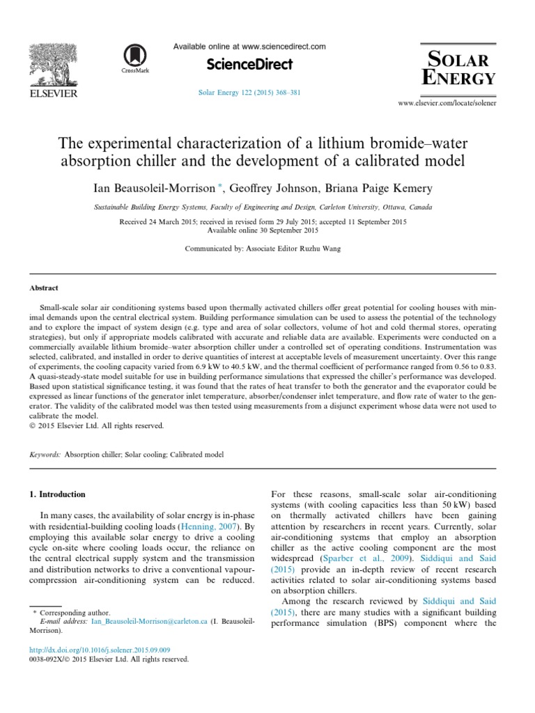 The Experimental Characterization of A Lithium Bromide Water Abs - 2015 ...