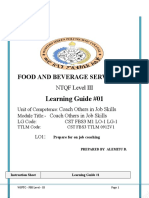 Prepare for food service coaching