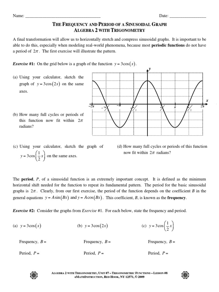 ALG2 U7L8 The Frequency and Period of A Sinusoidal Graph PDF | PDF ...
