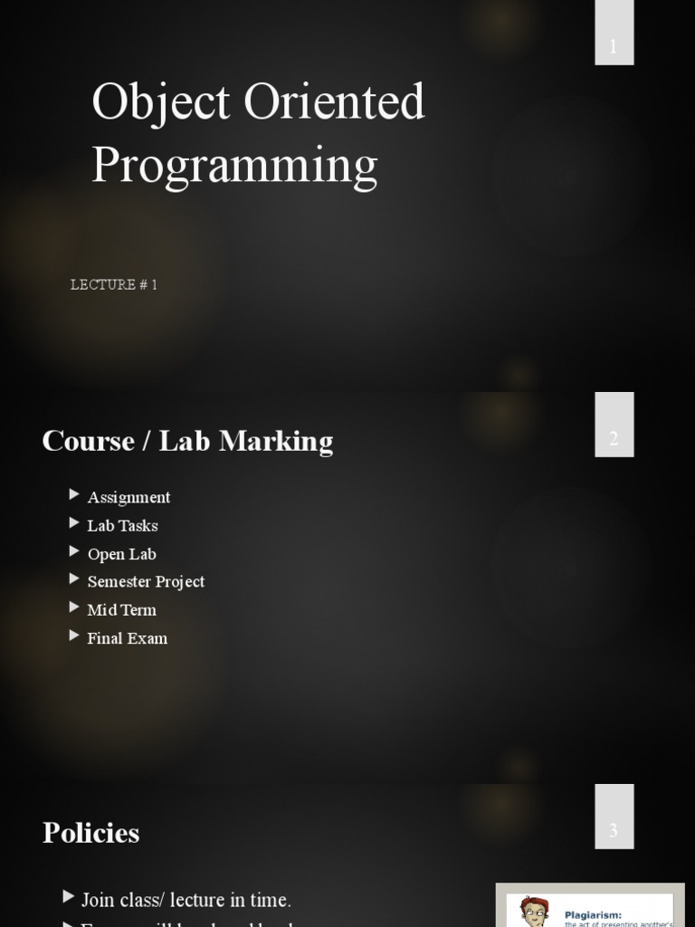 Lecture 1 (Introduction To OOP) | PDF | Object Oriented Programming ...
