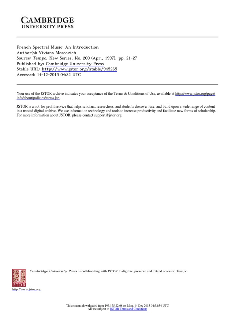 French Spectral Music - An Introduction | PDF | Elements Of Music ...