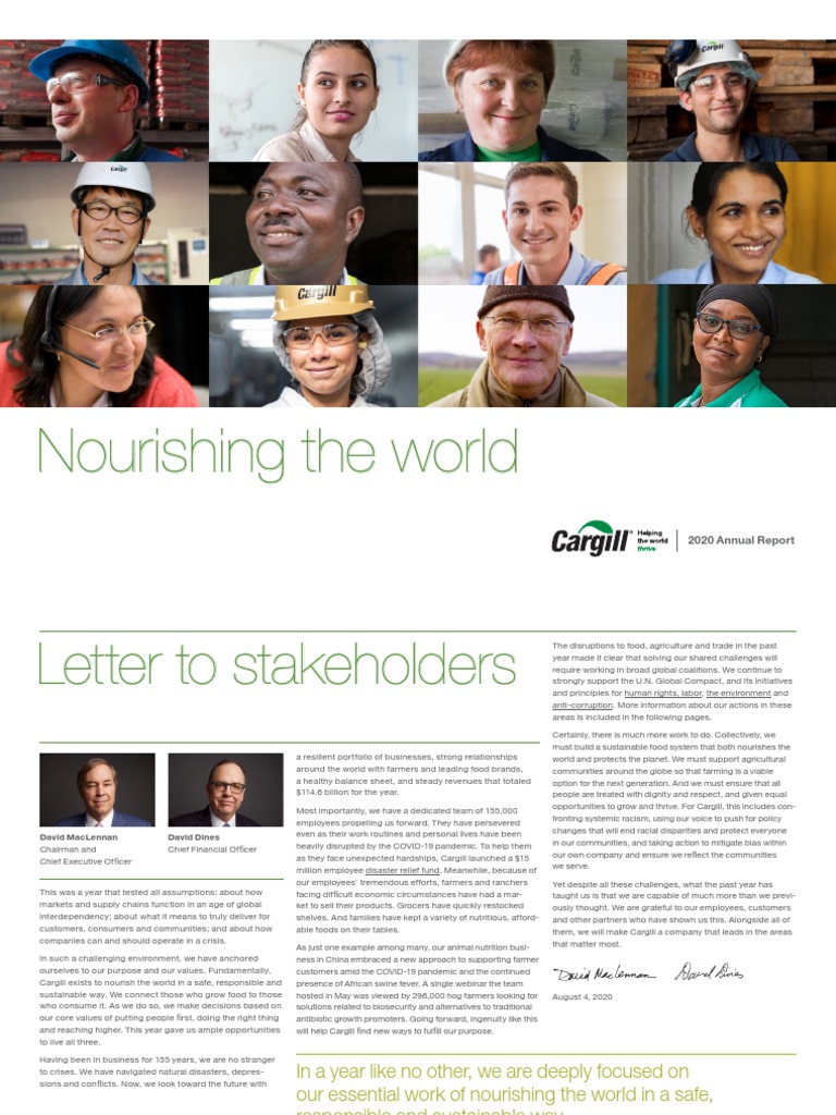 Cargill 2020 Annual Report PDF PDF Sustainability Agriculture