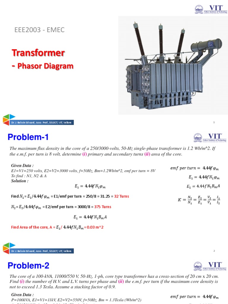 Transformer Design Calculations Solving Problems Involving Transformer