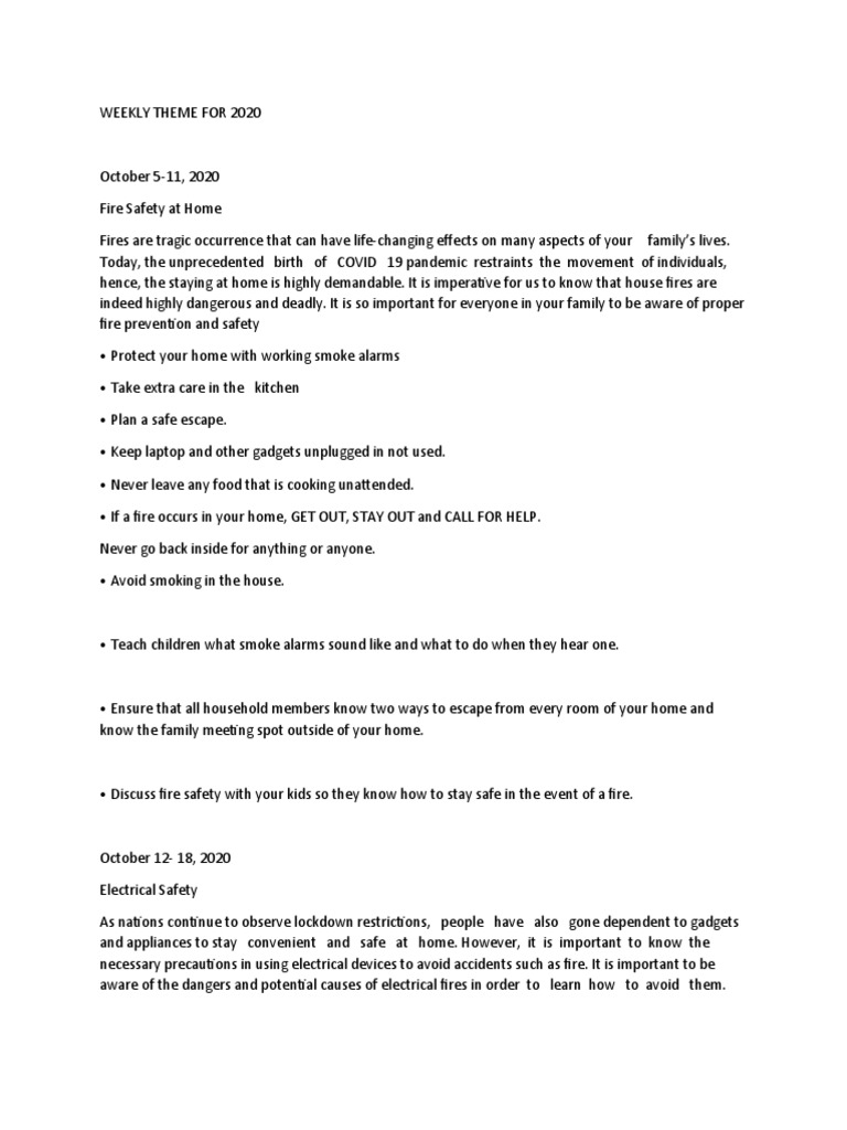 Fire Safety Tips Weekly Theme Tagalog PDF Fire Safety Fireworks