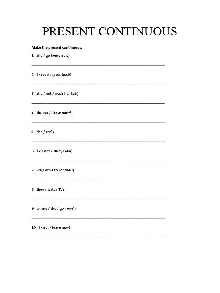 English Present Continuous Practice | PDF | Language Arts & Discipline ...