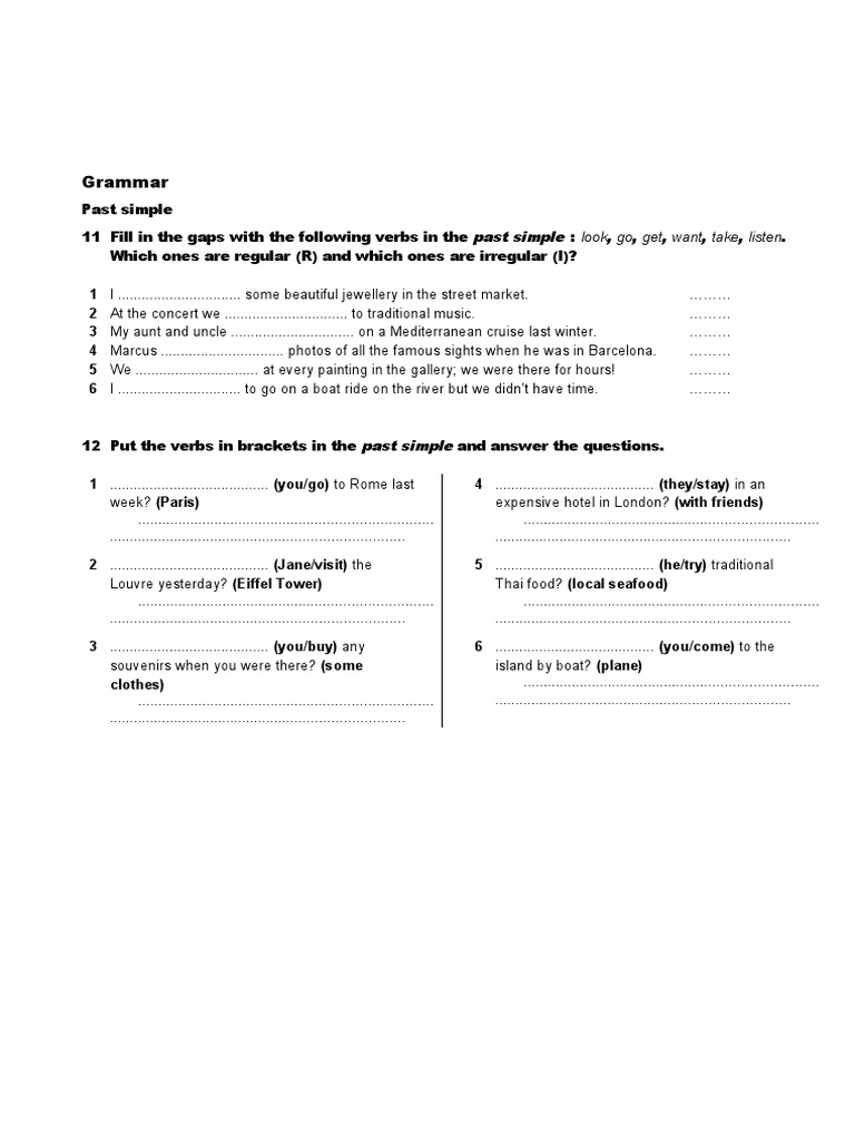 Past Simple Practice Exercises | PDF | Languages | Language Arts ...