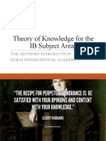 Theory of Knowledge For The IB Subject Areas: Tok Advisory Introduction Dubai International Academy
