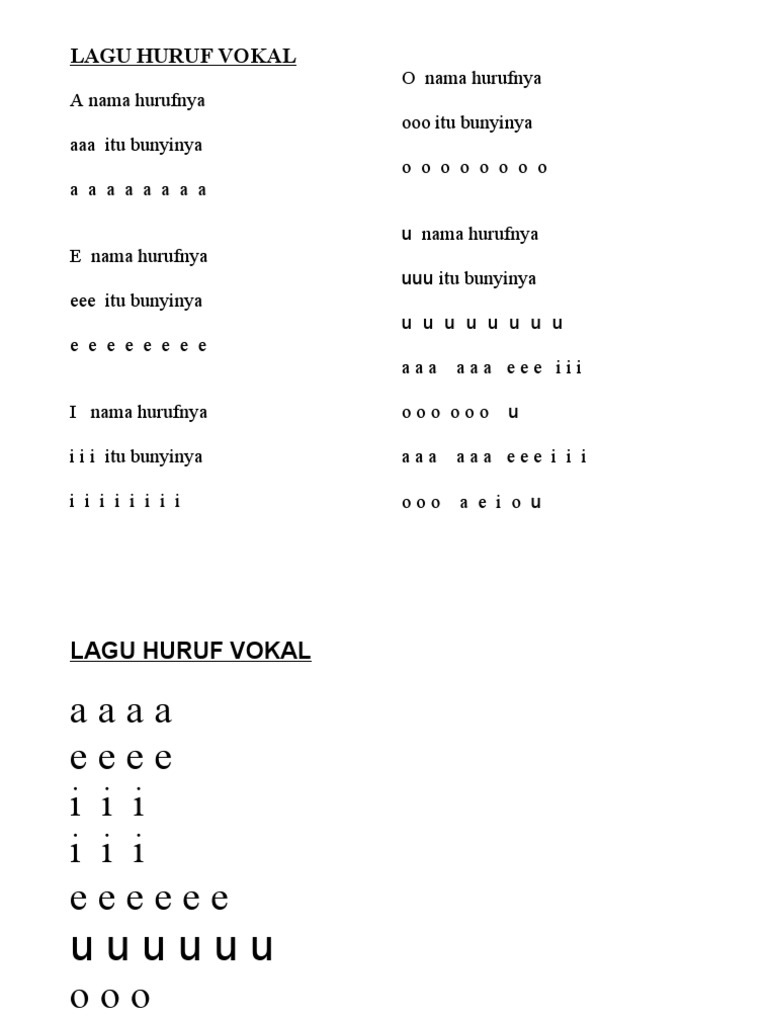 Lirik Lagu Lagu Huruf Vokal Pdf