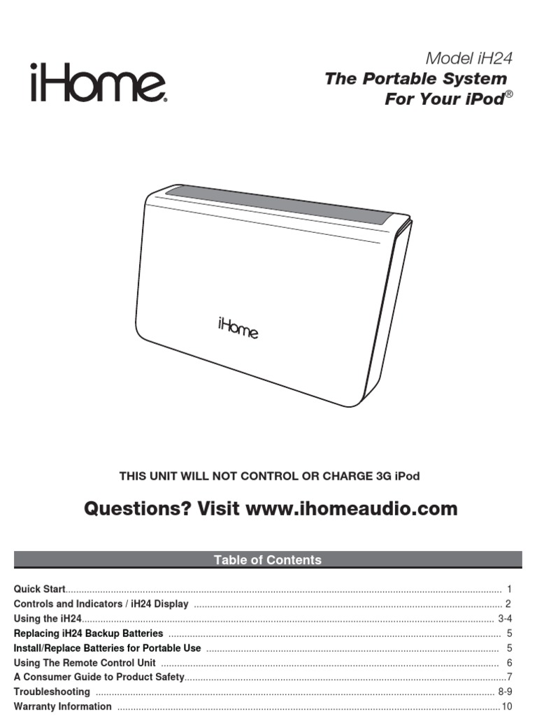 IHome Docking Station Manual I Pod Ac Power Plugs And Sockets