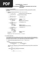 Mathematics - Grade 10 Week 6 Division of Polynomials, Remainder Theorem and Factor Theorem