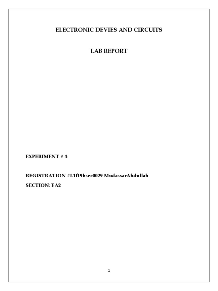 Electronic Devies and Circuits Lab Report Experiment 4 PDF