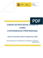 Casos Notificados COVID-19 Como Contingencia Profesional. Datos Acumulados