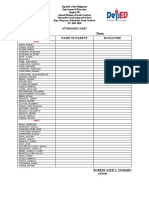 Attendance Sheet Name of Student Name of Parent Signature: Date