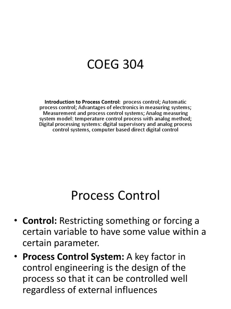 Introduction to Process Control Systems | PDF | Control Theory ...