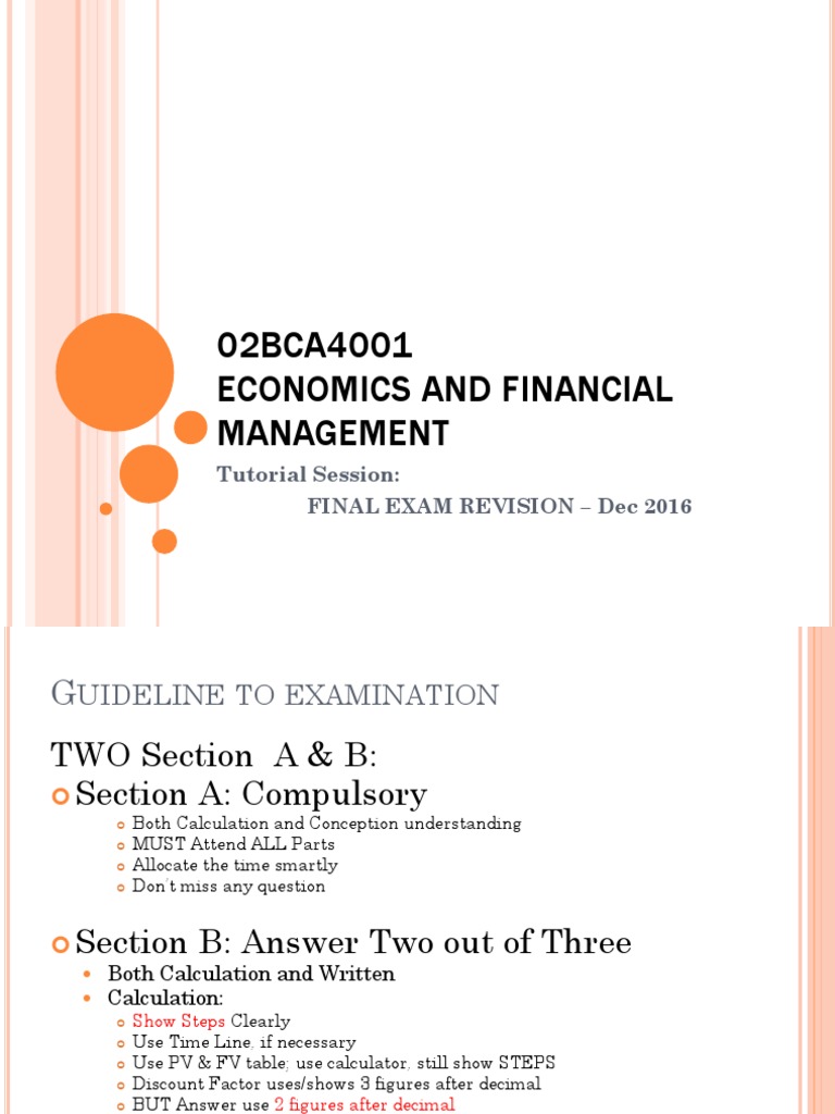 Economics and Finance Exam Revision Guide | PDF | Capital Budgeting ...