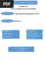 Assignment On Video Case Study of JAAGO Foundation Operations and Management of NGO