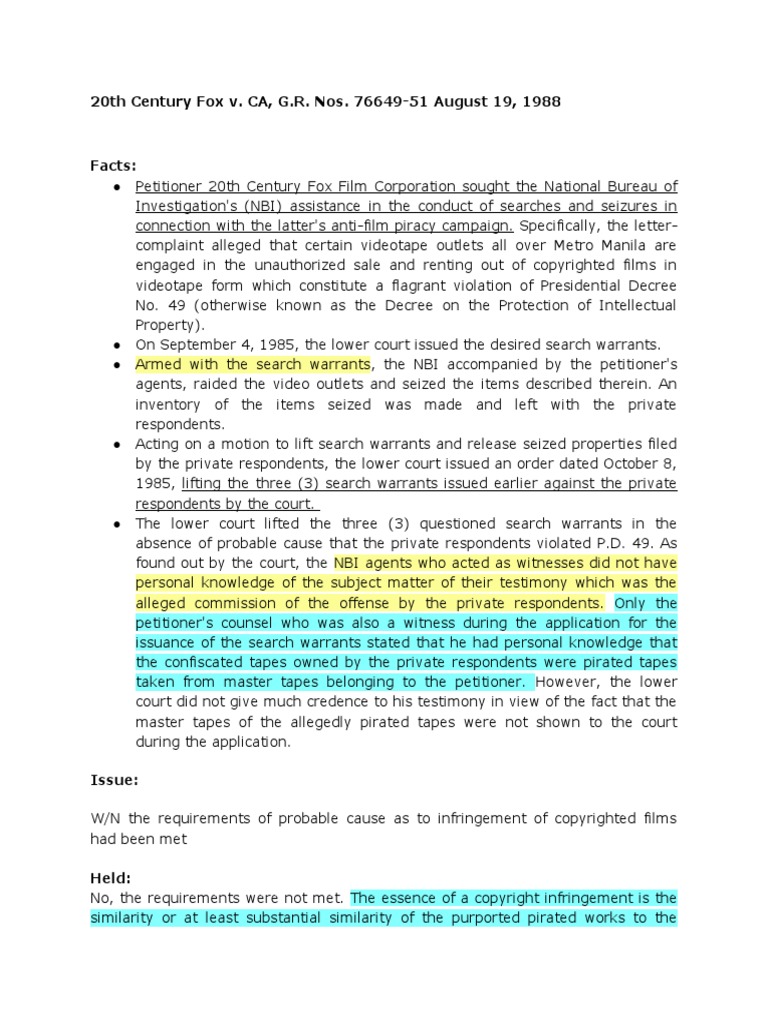 Infringement Cases PDF Copyright Infringement Search Warrant