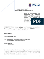 Edital de homologação de inscrições para concurso público da Prefeitura de Itajai