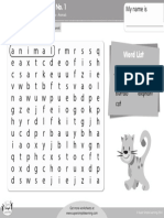 Animals Word Search 1 BW