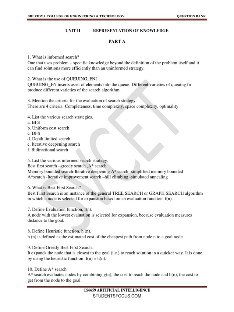 Part A: Unit Ii Representation of Knowledge | PDF | Interpretation ...