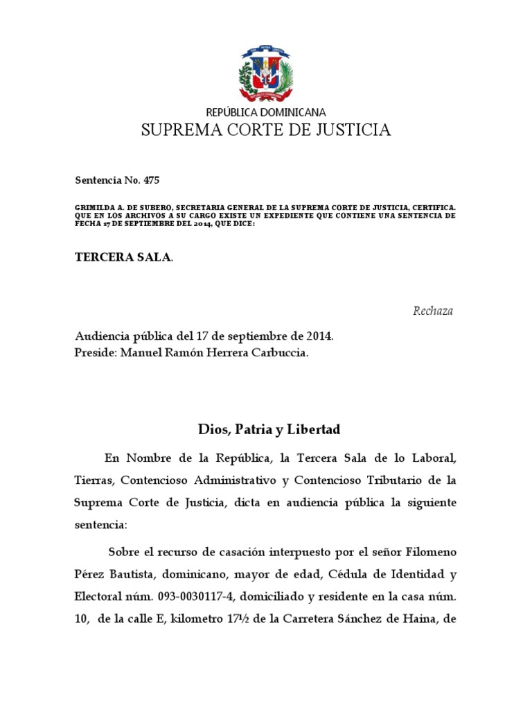 Sentencia de Casación en RD 2014 | PDF | Sentencia (ley) | Caso de ley