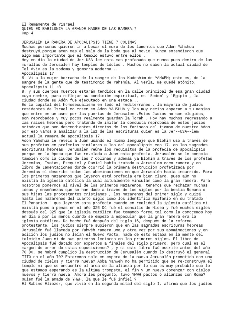Jerusalén: La Ramera de Apocalipsis | PDF | Viejo Testamento | Profecía