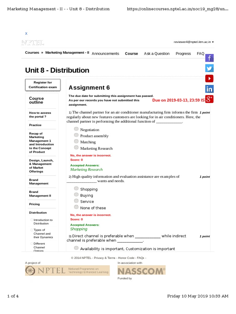 Unit 8 - Distribution: Assignment 6 | PDF | Retail | Inventory