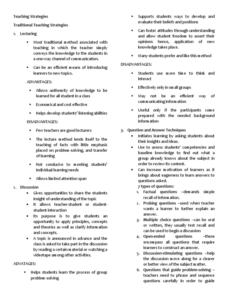 Teaching Strategies LESSON 1 HEALTHED | PDF | Learning | Lecture