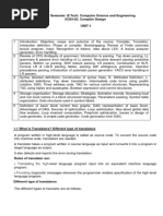 III Year-V Semester: B.Tech. Computer Science and Engineering 5CS4-02: Compiler Design UNIT-1