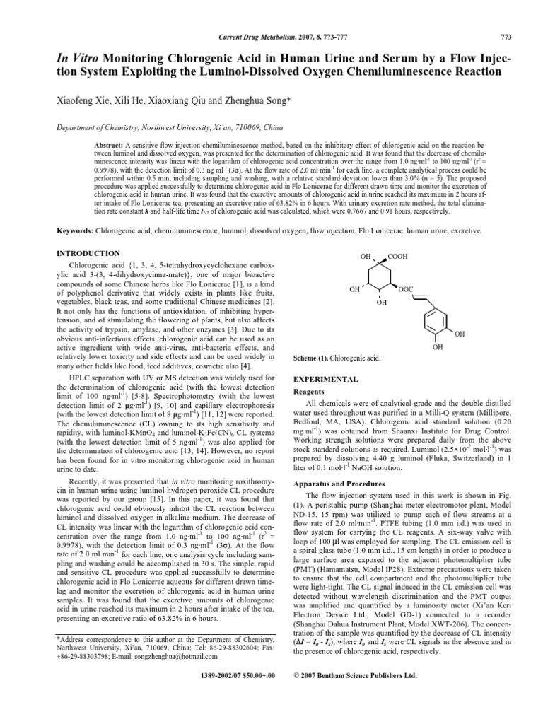 Tion System Exploiting The LuminolDissolved Oxygen Chemiluminescence