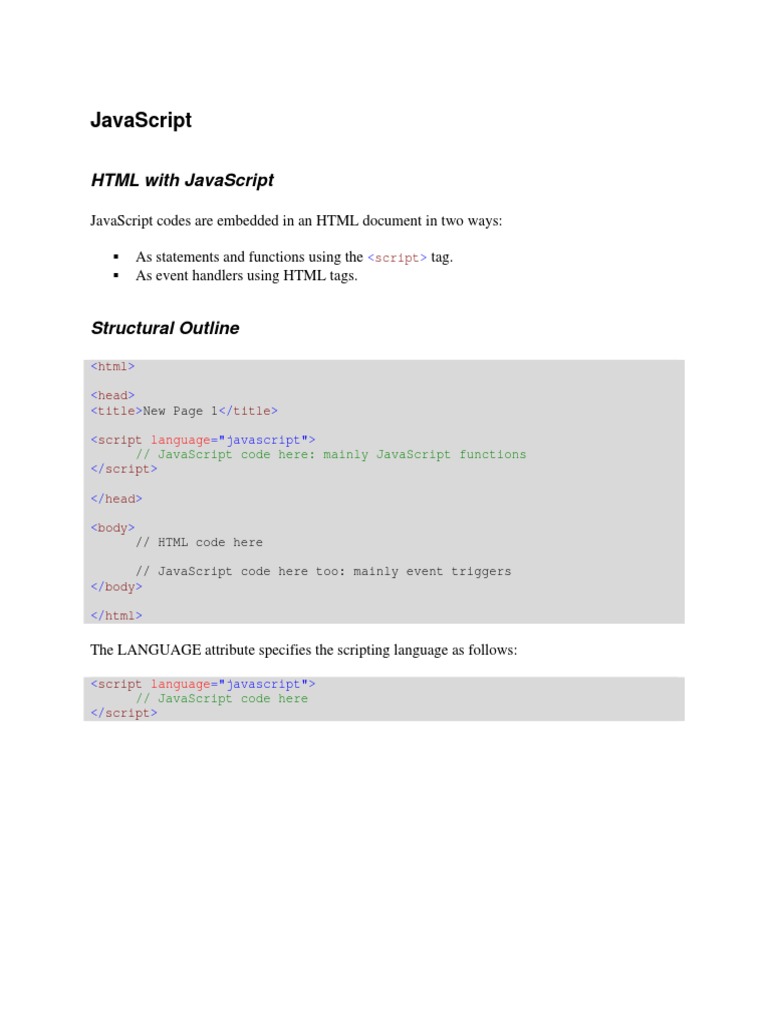 HTML With Javascript PDF Java Script Control Flow