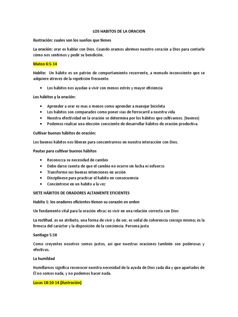 Los Habitos de La Oracion | PDF | Oración | Jesús