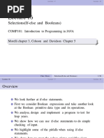 Selections (If-Else and Booleans) : COMP101: Introduction To Programming in JAVA