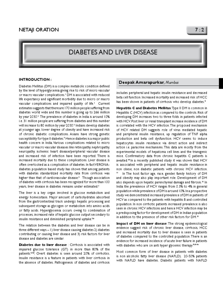 Diabetes and Liver Disease Connection | PDF | Hepatitis C | Diabetes