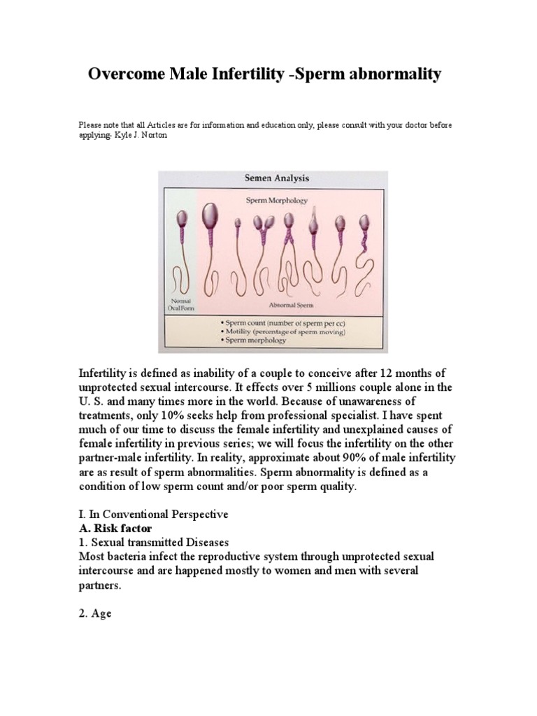 Male Infertility: Sperm Abnormalities Explained | PDF | Infertility ...
