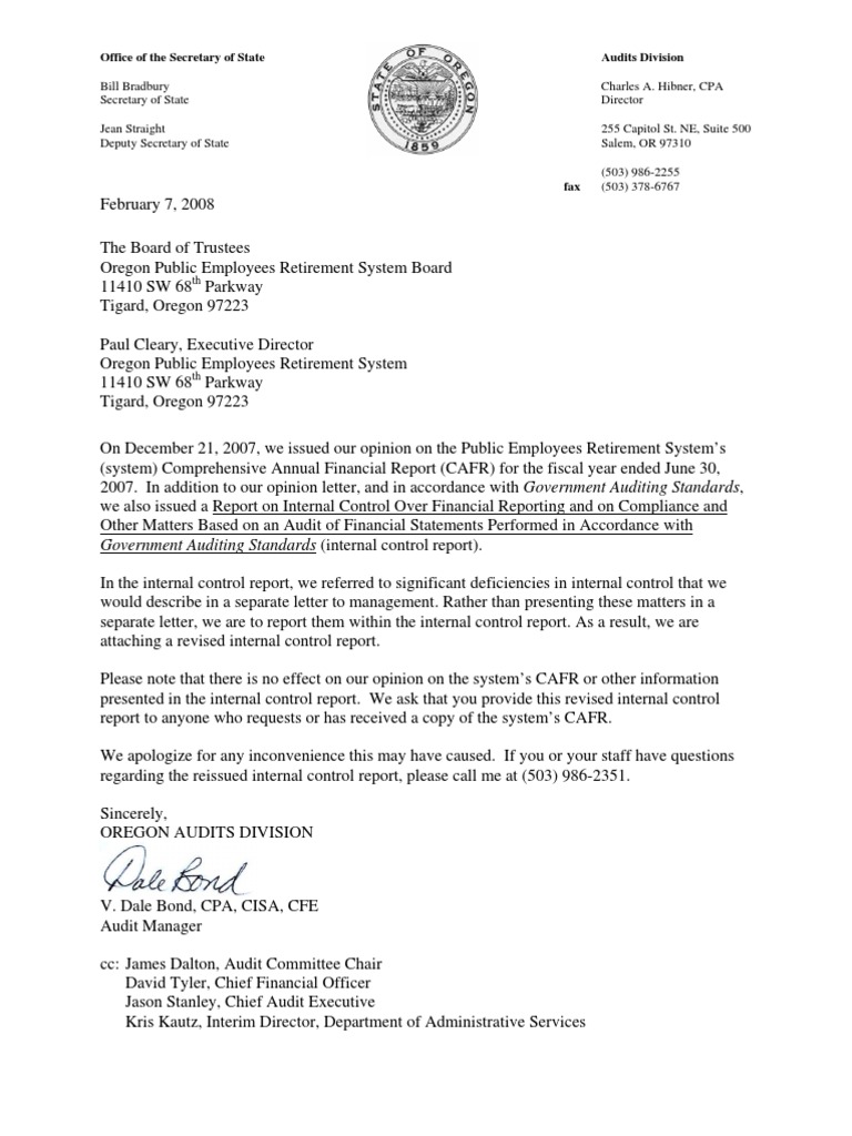 Oregon Public Employees Retirement [PERS] 2007 Defined Benefit