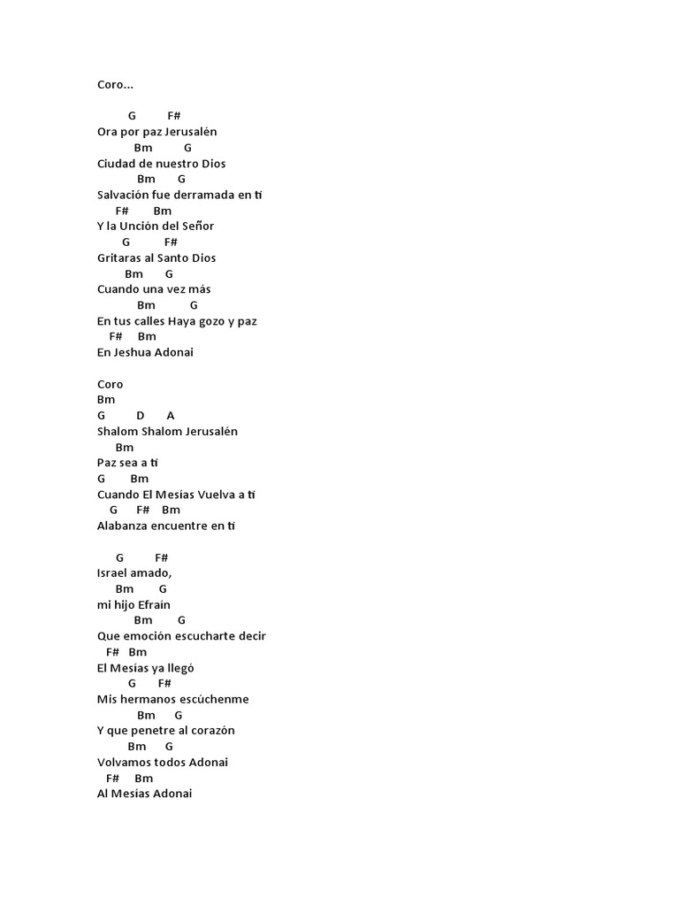 Shalom Jerusalén: Himno de Paz | PDF