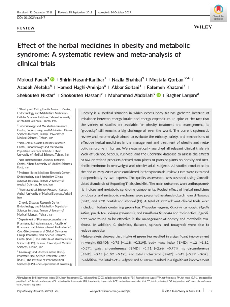 Effect of The Herbal Medicines in Obesity and Metabolic Syndrome: A ...