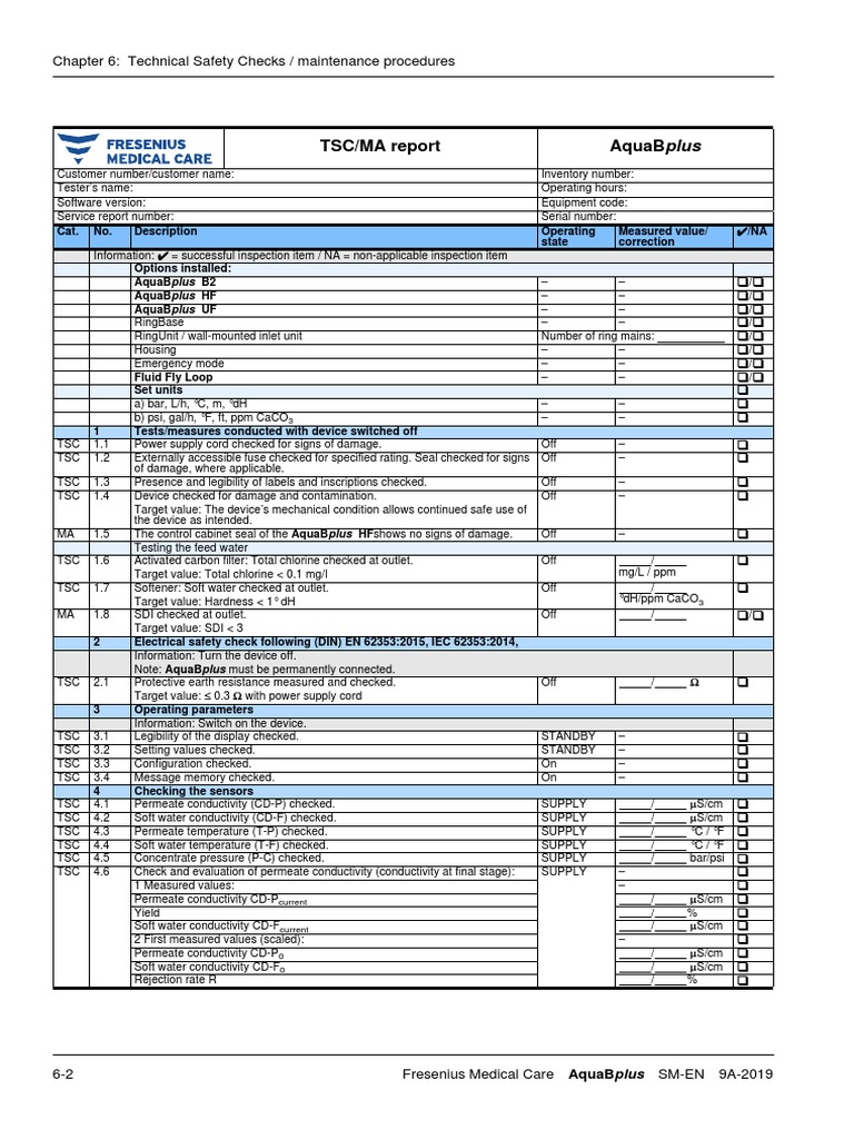 Tsc/Ma Report Aquabplus Chapter 6 Technical Safety Checks