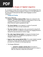 The Scopes of Applied Linguistics: Language and Teaching