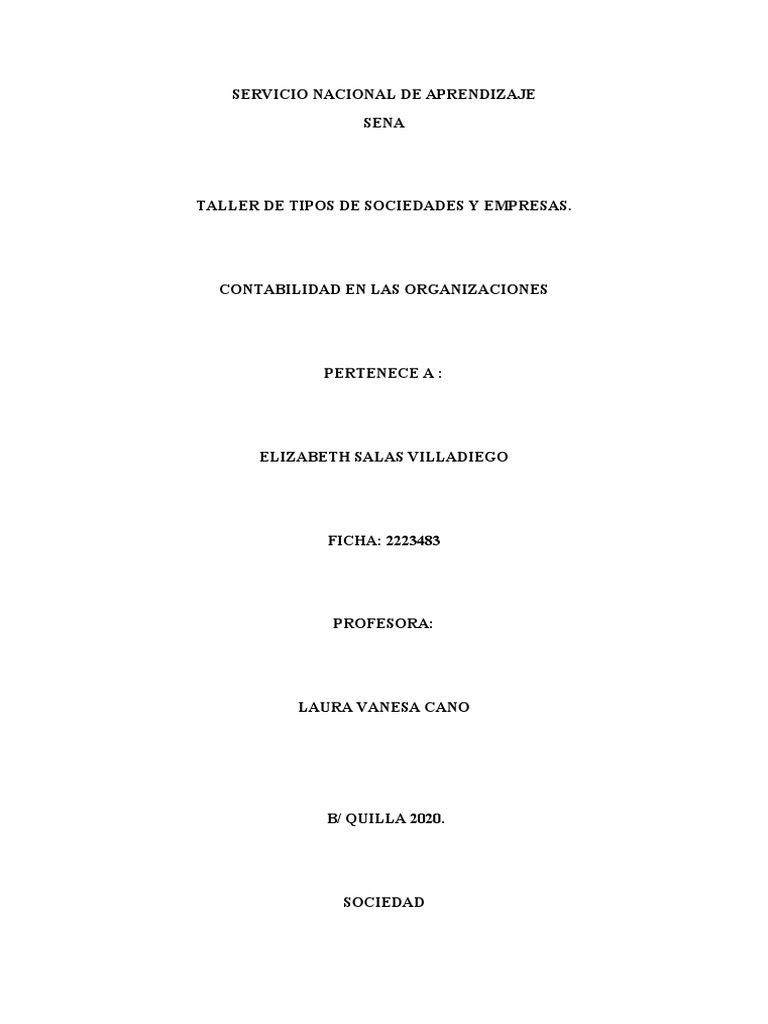 Tipos de Sociedades y Empresas SENA | PDF | Bienes (Ley) | Sociedad