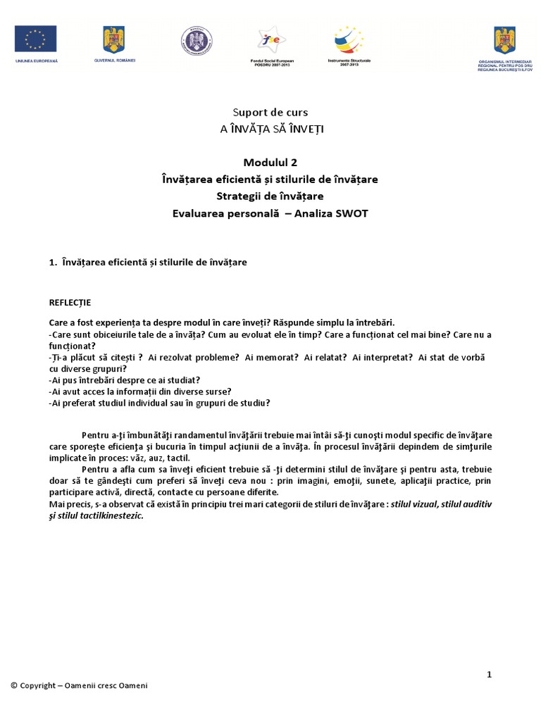 A Invata Sa Inveti - M 2 - Invatarea Eficienta PDF | PDF