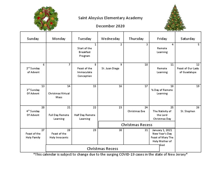 December Calendar 2020 | PDF | Advent | Mary, Mother Of Jesus