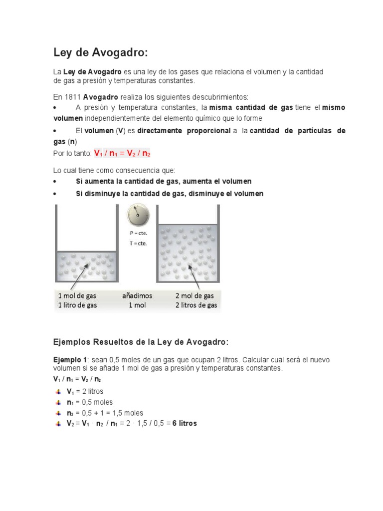 Ley de Avogadro | PDF | Gases | Mole (Unidad)