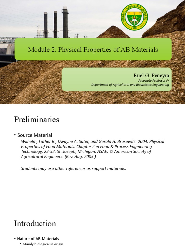 Physical Properties of AB Materials PDF Volume Density