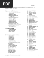 List of Administrations and Companies To Which The Questionnaire On Standards Needs Was Sent