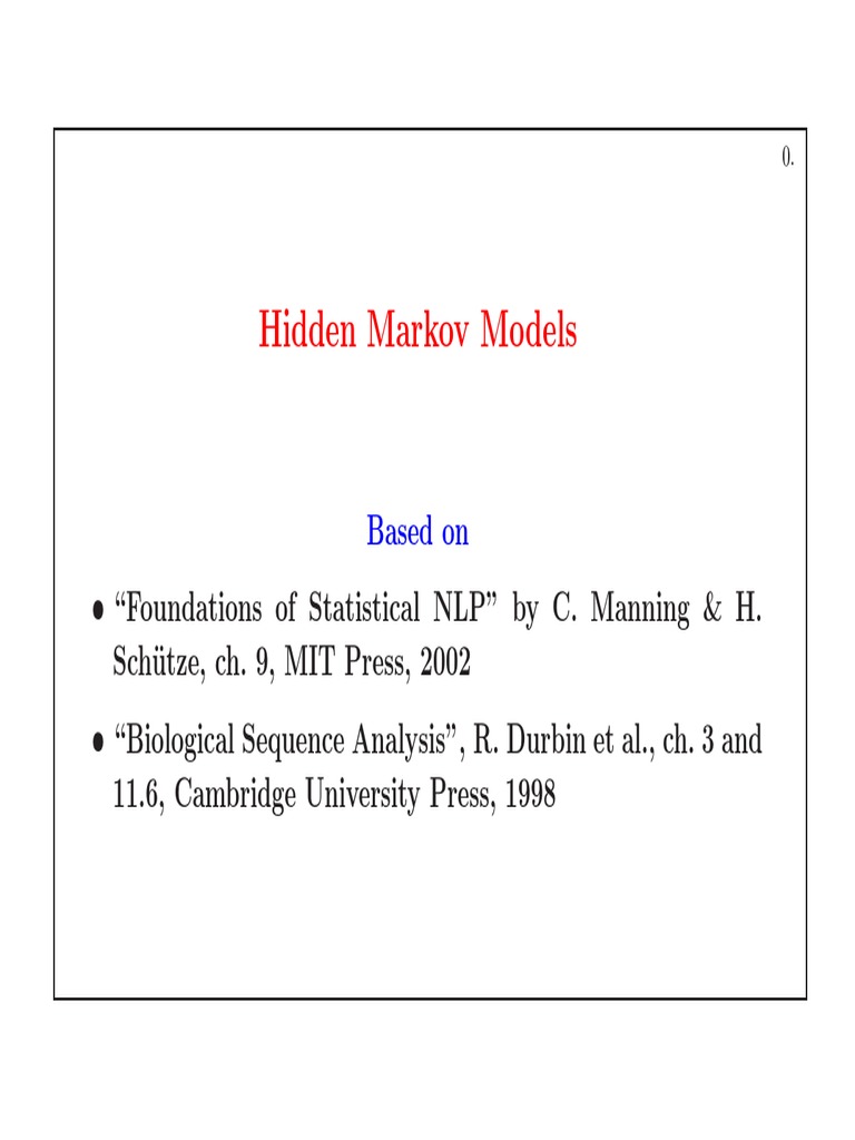 Hidden Markov Modelss | PDF | Markov Chain | Probability Theory