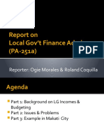 Report On Local Gov't Finance Admin (PA-251a) : Reporter: Ogie Morales & Roland Coquilla