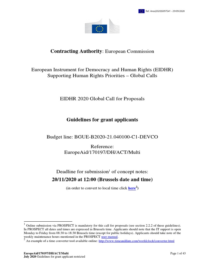EIDHR 2020 Grant Application Guidelines | PDF | European Union | Human ...